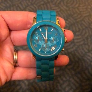 Michael Kors Turquoise Rubber Covered Gold Band